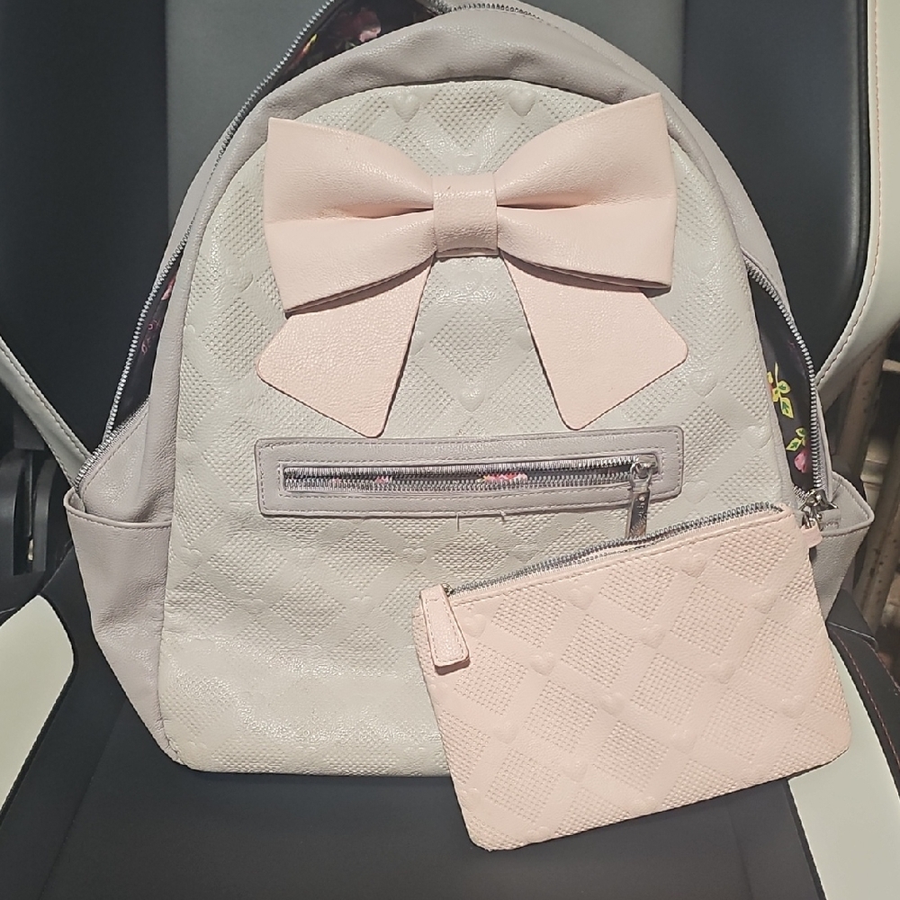 Betsey Johnson Pink and Gray Backpack